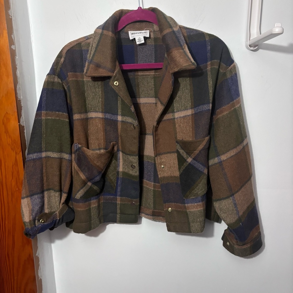 For The Republic Brown Green Teddy Jacket